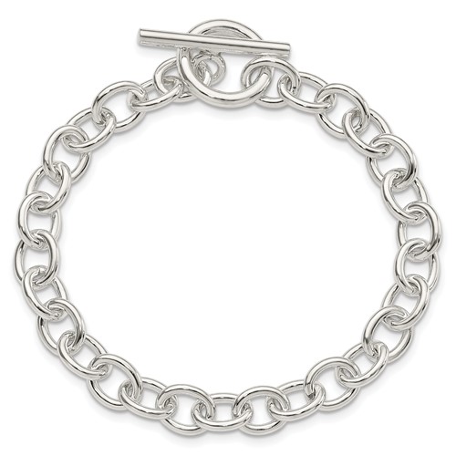 Sterling Silver 7.75in Link Toggle Bracelet with Oval Links 7mm