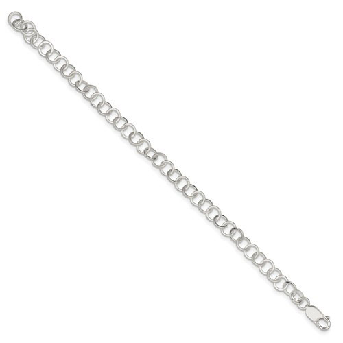 Sterling Silver Fancy Circle Link Bracelet 7 1/2in