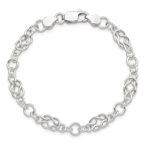 Sterling Silver 7.5in Fancy Knot Link Bracelet