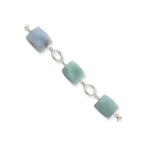 16in Amazonite Stones Necklace - Sterling Silver