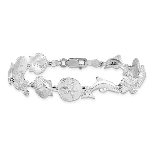Sterling Silver Sea Life Bracelet 7.25in
