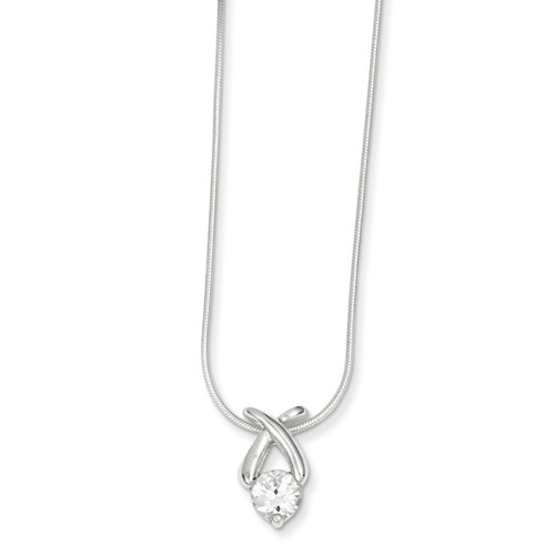 Sterling Silver Cubic Zirconia Crossover Pendant on 18in Chain