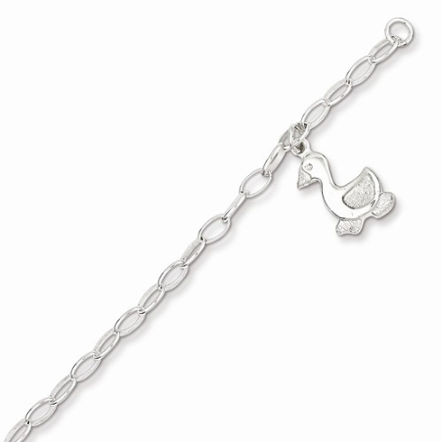 Sterling Silver 6in Baby Bracelet with Duck Charm
