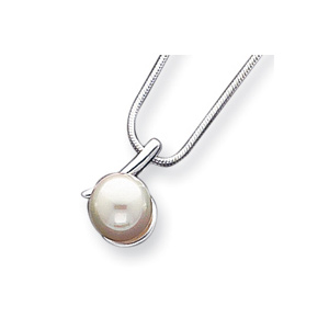 Sterling Silver Simulated Pearl Necklace 16in