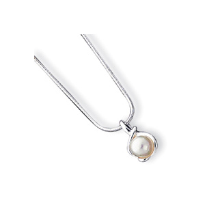 16in Simulated Pearl Necklace - Sterling Silver