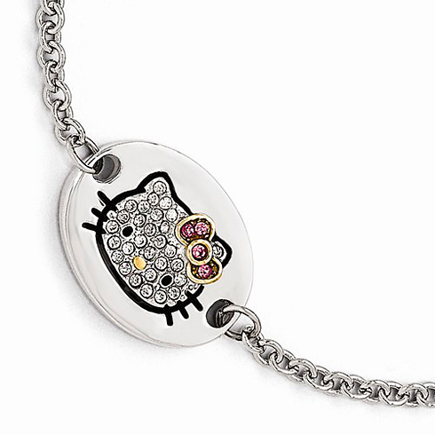 Sterling Silver 8in Hello Kitty Outline Bracelet