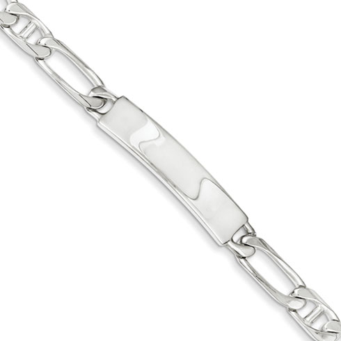 8in Sterling Silver Engravable Anchor Link ID Bracelet