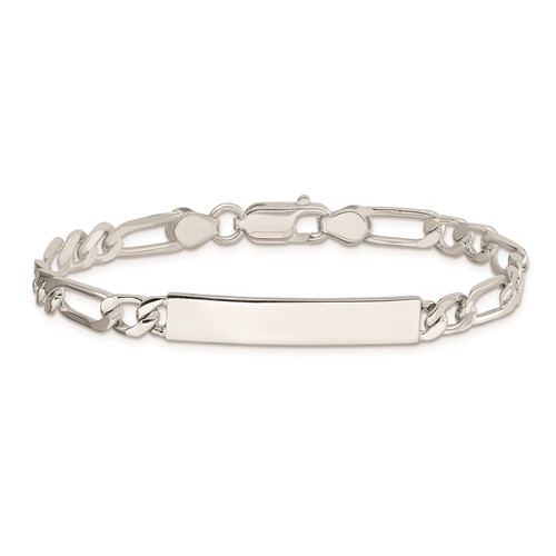 Sterling Silver 7in Figaro ID Bracelet 6mm