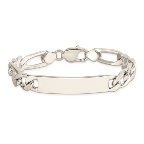 Sterling Silver 8.5in Figaro Link ID Bracelet