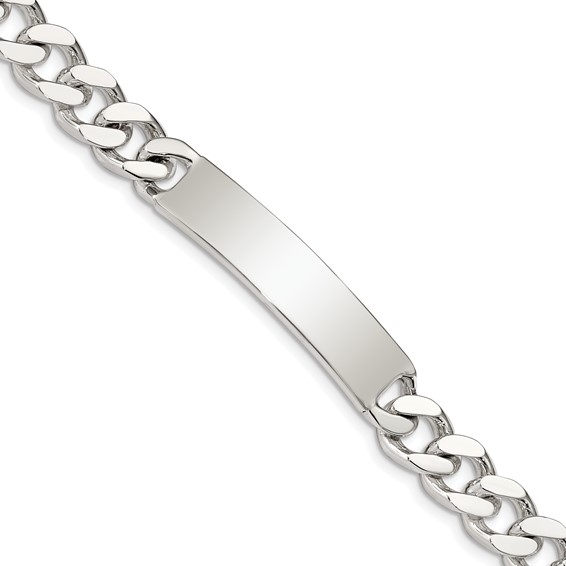 Sterling Silver 8in Curb Link ID Bracelet 8mm