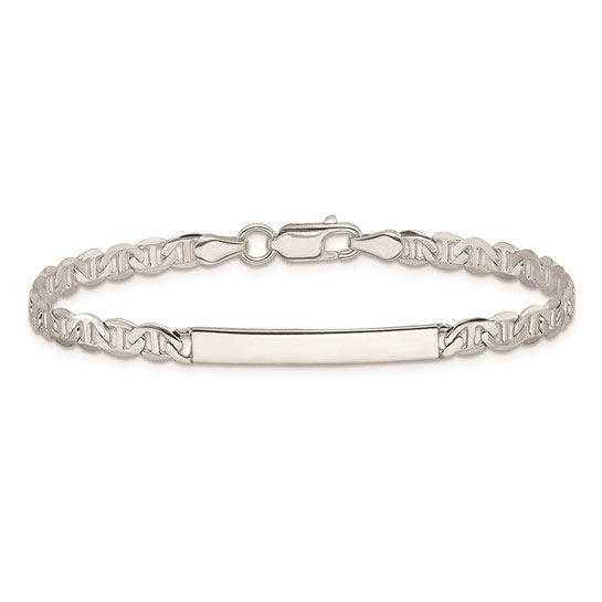 Sterling Silver Polished Engravable Anchor Link ID Bracelet 7in