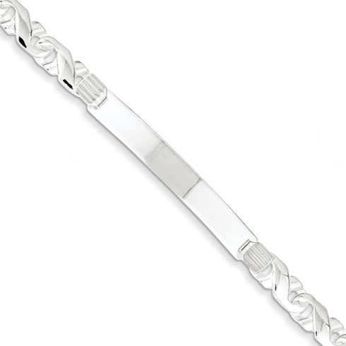 7in x 6mm Fancy Link ID Bracelet - Sterling Silver