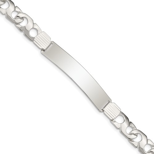 Sterling Silver 8in x 9mm Curb Link ID Bracelet