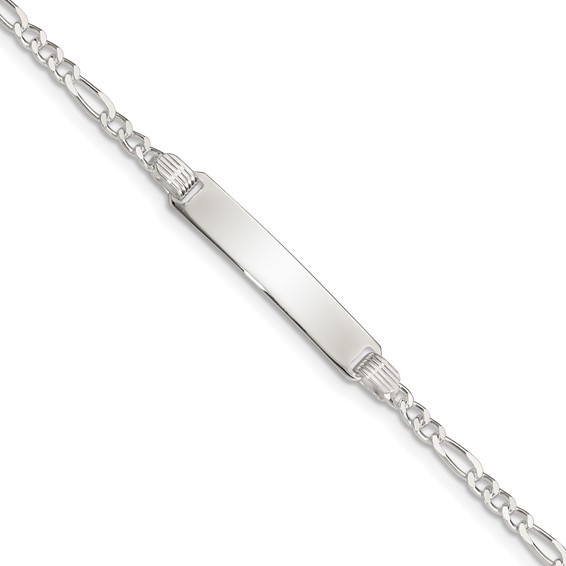  Sterling Silver 6in Children's ID Figaro Link Bracelet