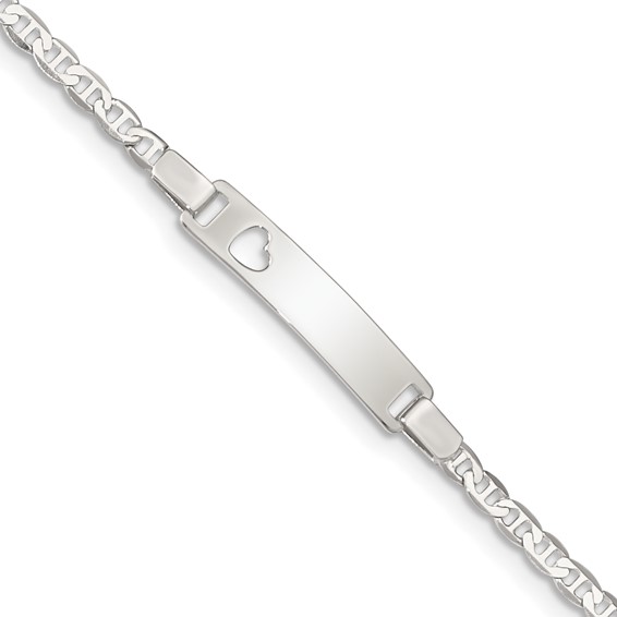 Sterling Silver 5.5in Baby ID Heart Anchor Link Bracelet