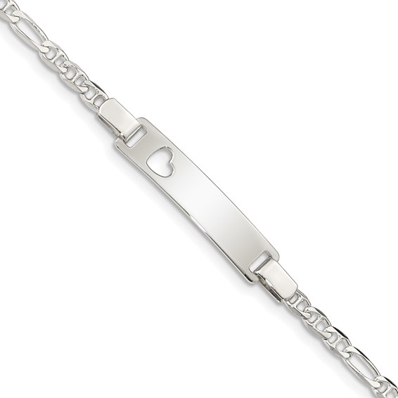 Sterling Silver 6in Baby ID Heart Bracelet