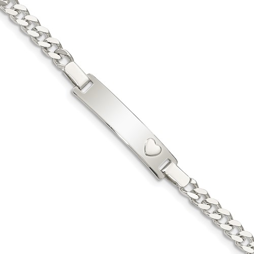 6in Sterling Silver Baby ID Bracelet with Heart