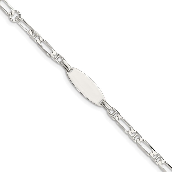 Sterling Silver Children's Tapered ID Bracelet 6in