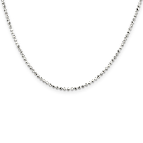 Sterling Silver 18in Italian Hollow Bead Chain 2mm