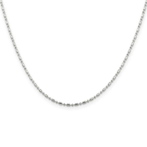 Sterling Silver 18in Beaded Necklace 1.5mm