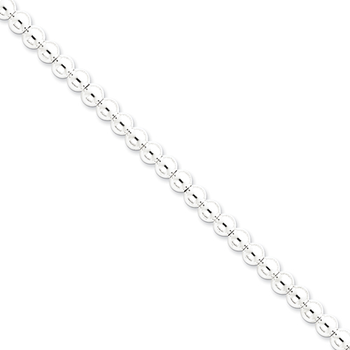 Sterling Silver 16in Hollow Beaded Box Chain 6mm