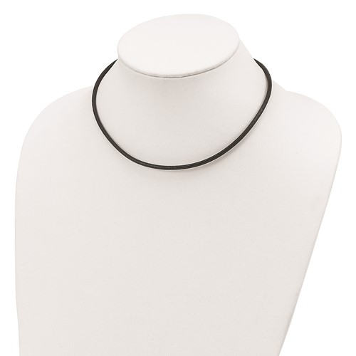 Black Leather 16in Necklace with Sterling Silver Clasp