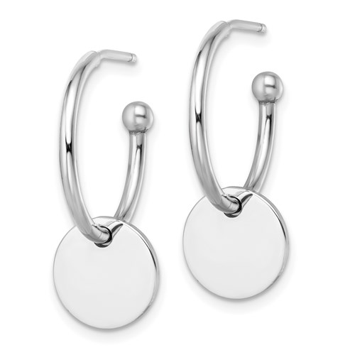 Sterling Silver Hoop Earrings with Dangling Discs