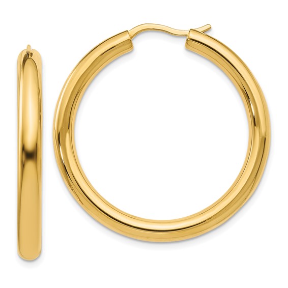 Gold-plated Sterling Silver 1 1/2in Hoop Earrings with Hidden Wire