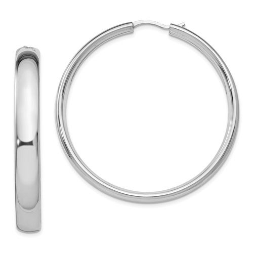 Sterling Silver 1.85in Half Round Tube Hoop Earrings 6mm
