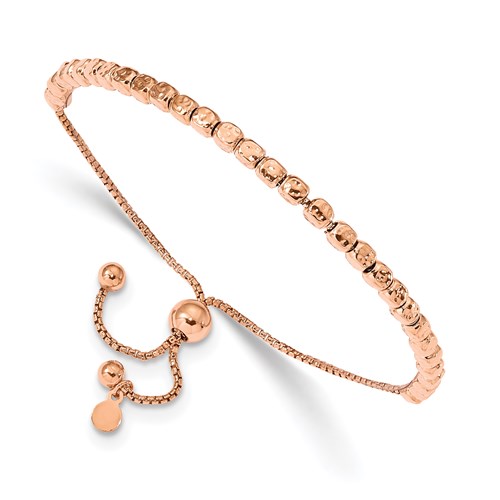 Rose Gold-plated Sterling Silver Italian Adjustable Bolo Bead Bracelet