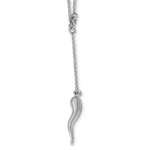 Sterling Silver Brushed Italian Horn Necklace