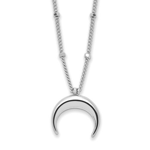 Sterling Silver Crescent Moon Necklace with Bead Accents