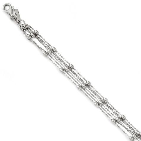 Sterling Silver 7 1/2in Six Strand Beaded Bracelet