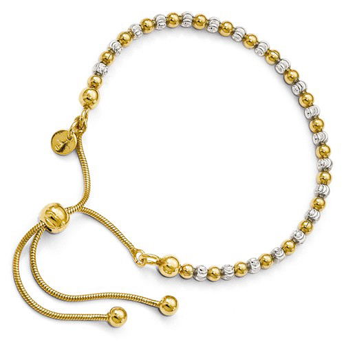 Gold-plated Sterling Silver Italian Adjustable Bead Bracelet