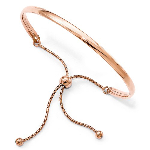 Rose Gold-plated Sterling Silver Italian Adjustable Bangle Bracelet