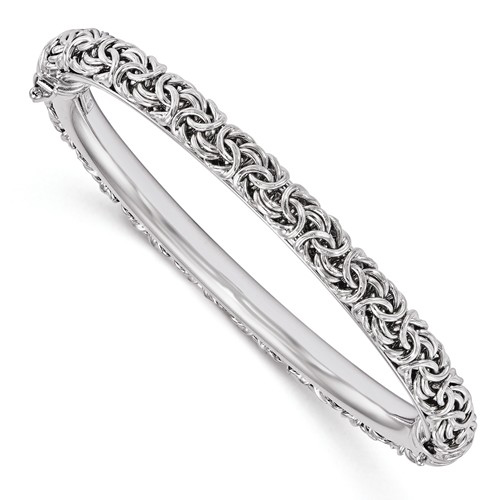 Sterling Silver Byzantine Polished Hinged Bangle Bracelet