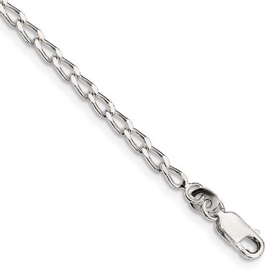 Sterling Silver 8in Open Link Curb Bracelet 2.8mm