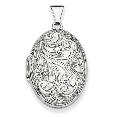 Sterling Silver 1in Scroll Oval Locket