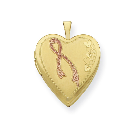 Gold Plated Silver 20mm Cancer Awareness Ribbon Locket QLS348