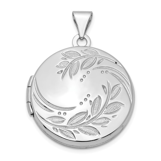 Round Floral Locket 3/4in Sterling Silver
