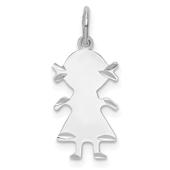Sterling Silver 1/2in Engravable Girl Charm