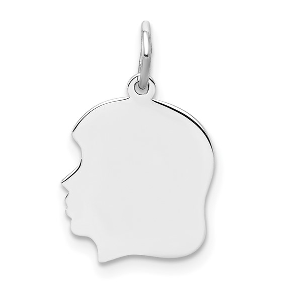 Sterling Silver 1/2in Engravable Girl's Face Charm