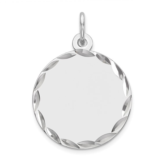 Sterling Silver 5/8in Engravable Round Diamond Cut Charm