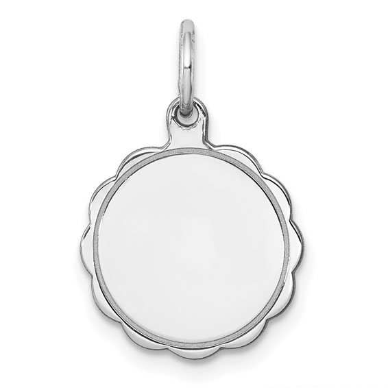 Sterling Silver 1/2in Engravable Scallop Edge Charm