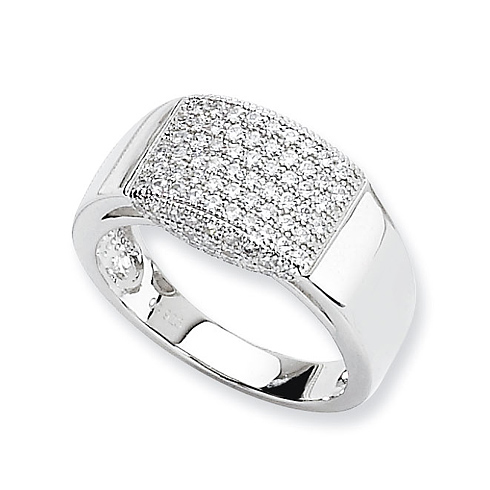 Sterling Silver CZ Fancy Ring with Wide Top