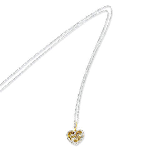 Sterling Silver & Vermeil CZ Heart Necklace