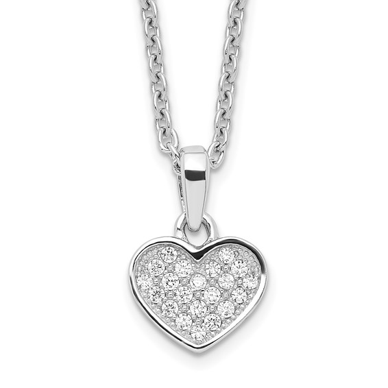 Sterling Silver CZ Micro Pave Tiny Heart Necklace
