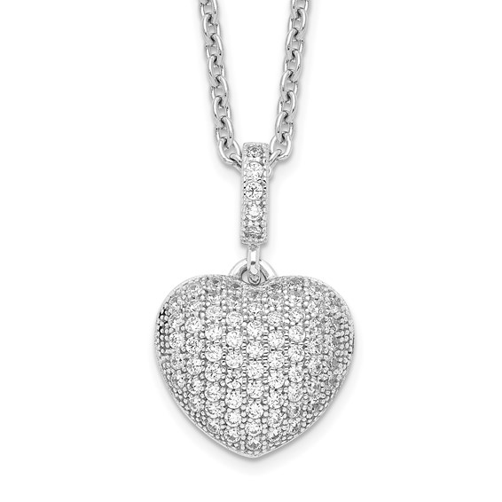 Sterling Silver Petite Cubic Zirconia Heart Necklace