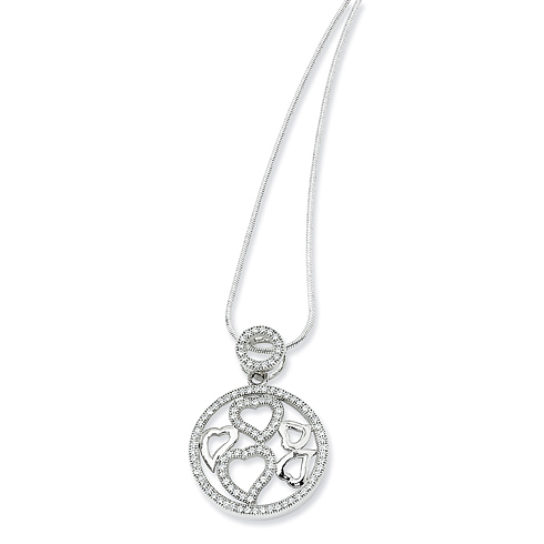 Sterling Silver & CZ Polished Heart Necklace
