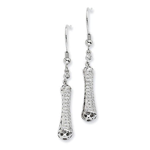 Sterling Silver & CZ Fancy Dangle Earrings